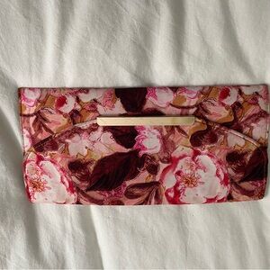 Le Chateau Floral Clutch - Pink and Brown